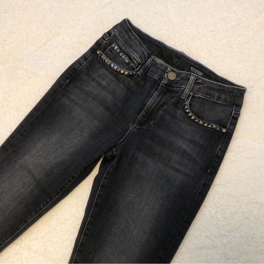 Fidelity “Belvedere” Studded Gray Skinny Jeans